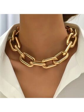Chunky Chain Necklace Metal Punk Hip Hop Style